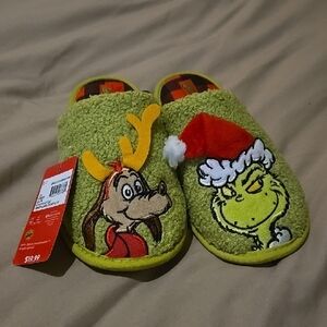 Grinch and Max Green Slippers - Kids Size 2-3
